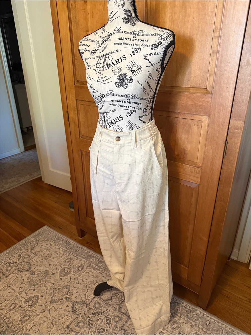 Madewell Cream High-Rise Wide-Leg Trousers